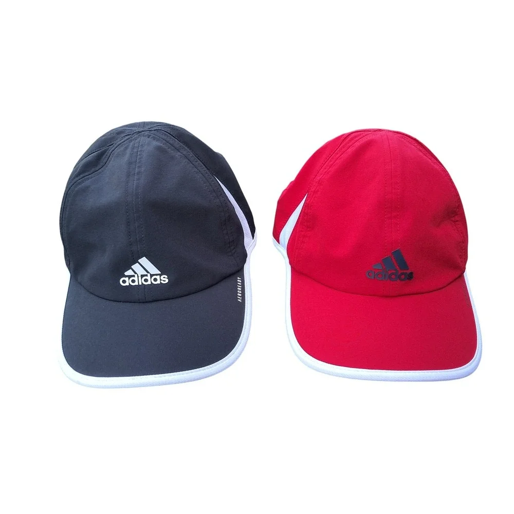Adidas Aeroready Performance Hats Bundle 2 Pack Red and Black Adjustable